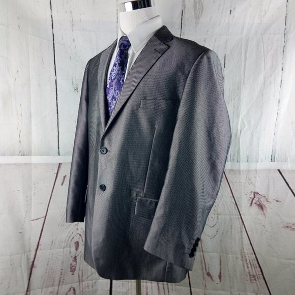 Carlo Lusso 150 44R 2 Button Gray Birdseye 2pc Suit 38x28 Flat Front - Picture 6 of 15